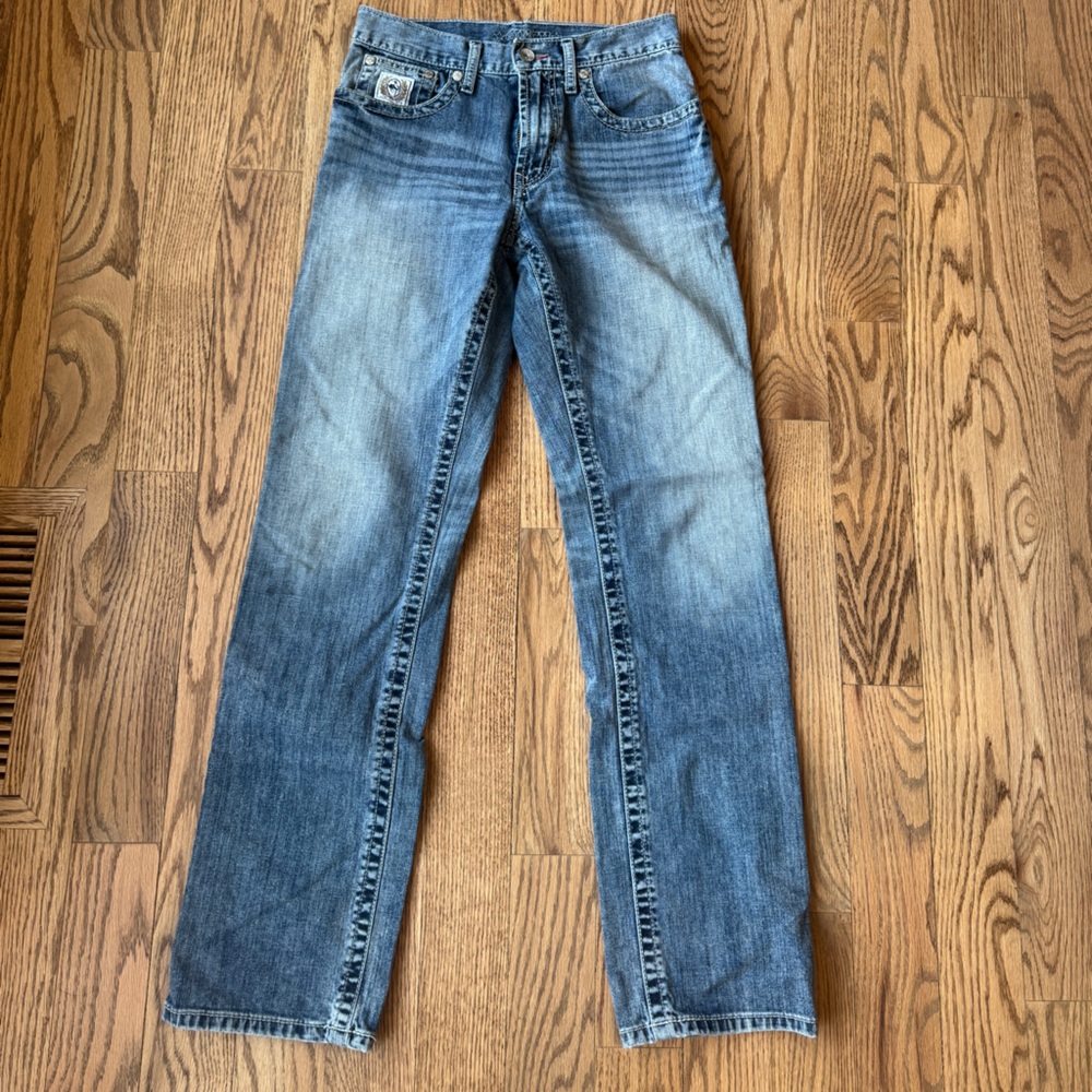 Cinch Men's Faded Blue Straight Jeans
